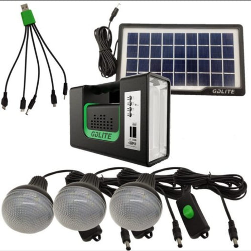 Kit Solar Radio Panel Solar 3 Bombillos Iluminación Rural - imagen 2