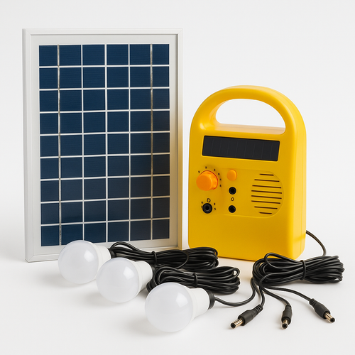 Kit Solar Radio Panel Solar 3 Bombillos Iluminación Rural